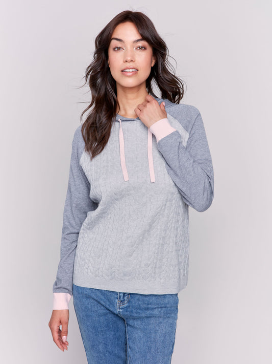 Charlie B 2 Tones Hoodie Sweater Heather Grey