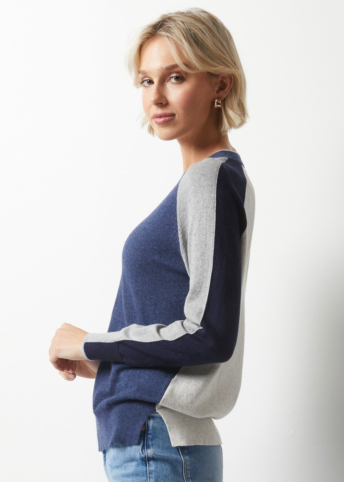 Zaket & Plover College V Neck Sweater - Denim 6342