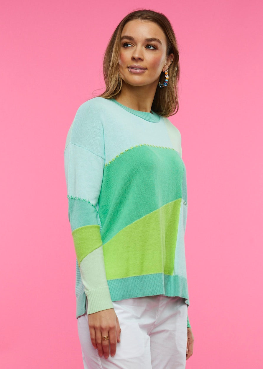 Zaket and Plover Patchwork Sweater-Green