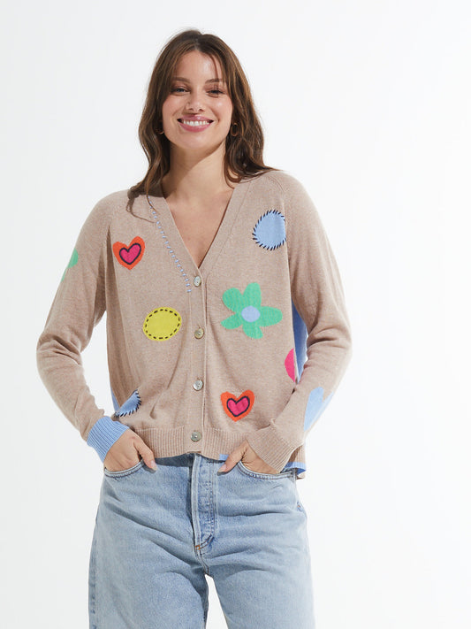 Zaket & Plover Flowers + Spots Cardi Oat ZP7403