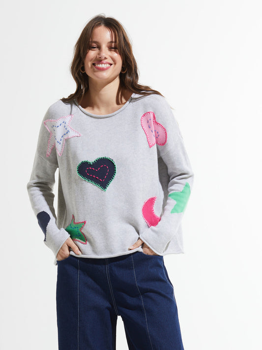 Zaket & Plover To The Moon Sweater Light Marl ZP7425U