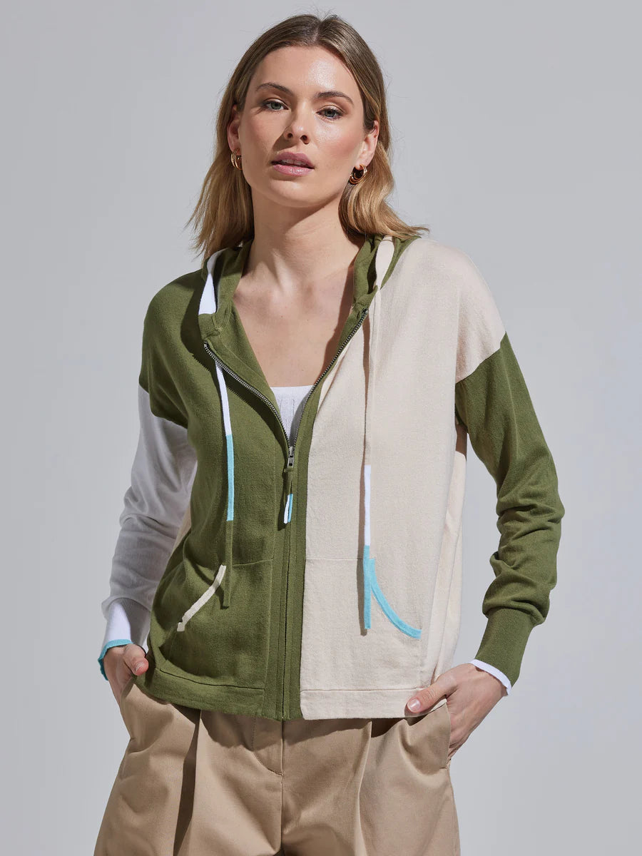 Zaket & Plover Color Block Hoodie Alabaster ZP7428U