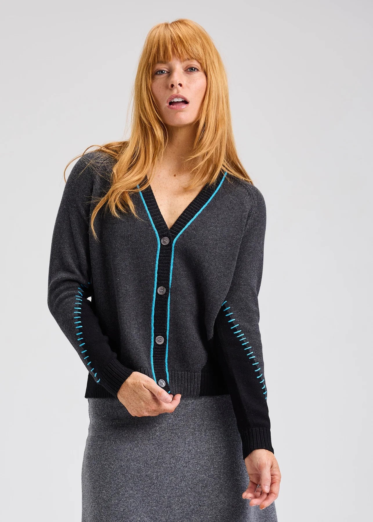 Paneled Cardi Sweater Black