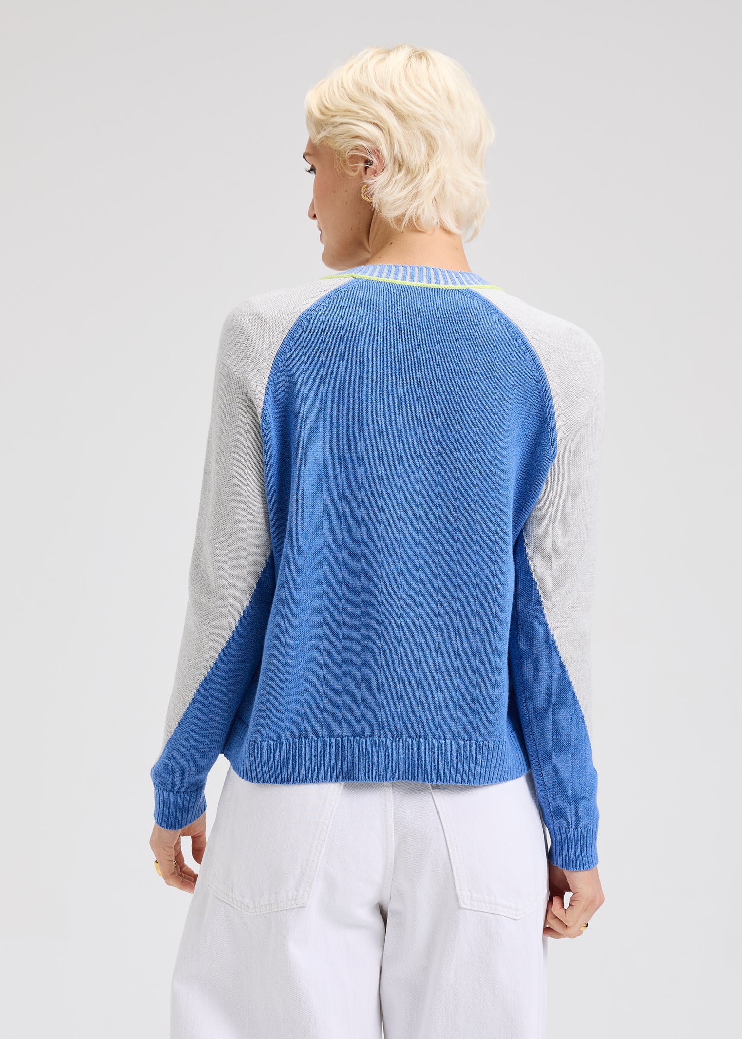 Zaket & Plover Paneled Cardi Sweater Chambray