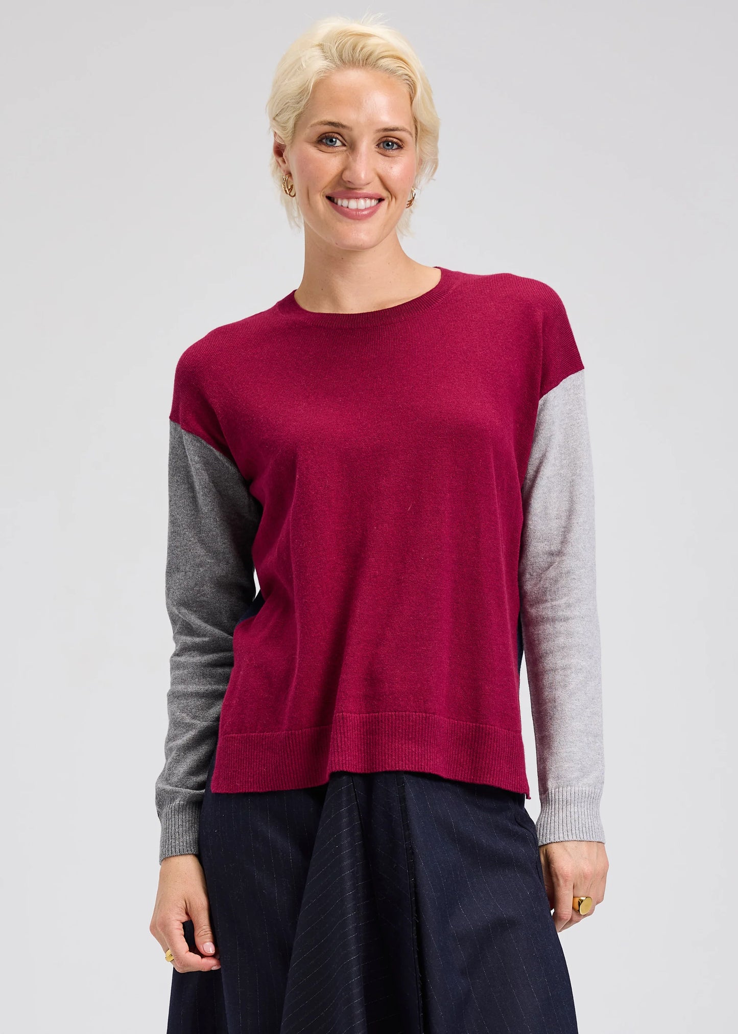 Zaket & Plover Elbow Intarsia Sweater - Beetroot