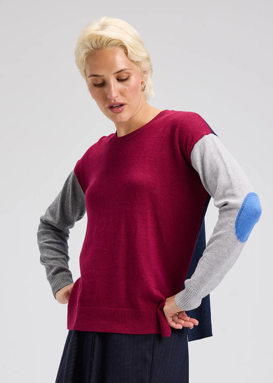 Zaket & Plover Elbow Intarsia Sweater - Beetroot