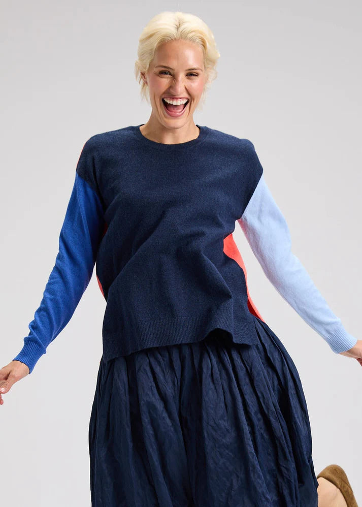 Zaket & Plover Elbow Intarsia Sweater - Dark Denim
