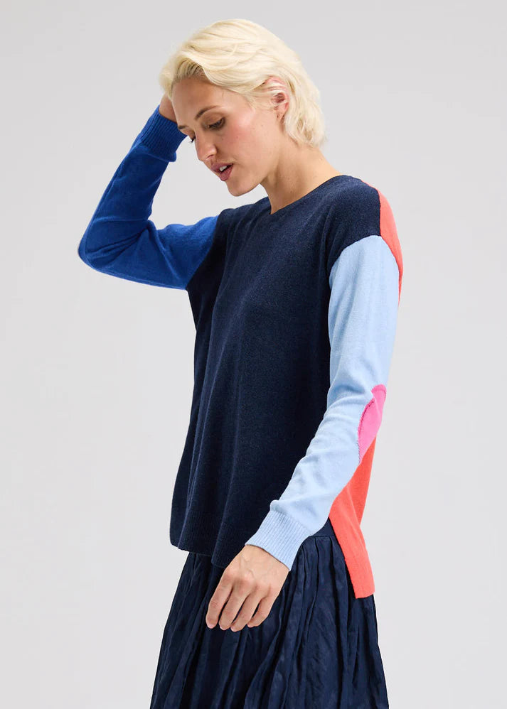 Zaket & Plover Elbow Intarsia Sweater - Dark Denim