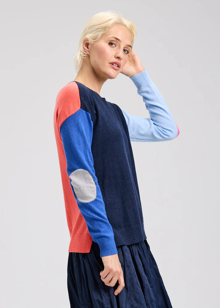 Zaket & Plover Elbow Intarsia Sweater - Dark Denim