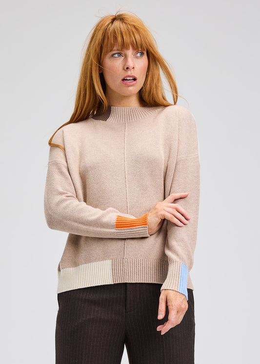 Zaket & Plover Color Block Trim Sweater Oat