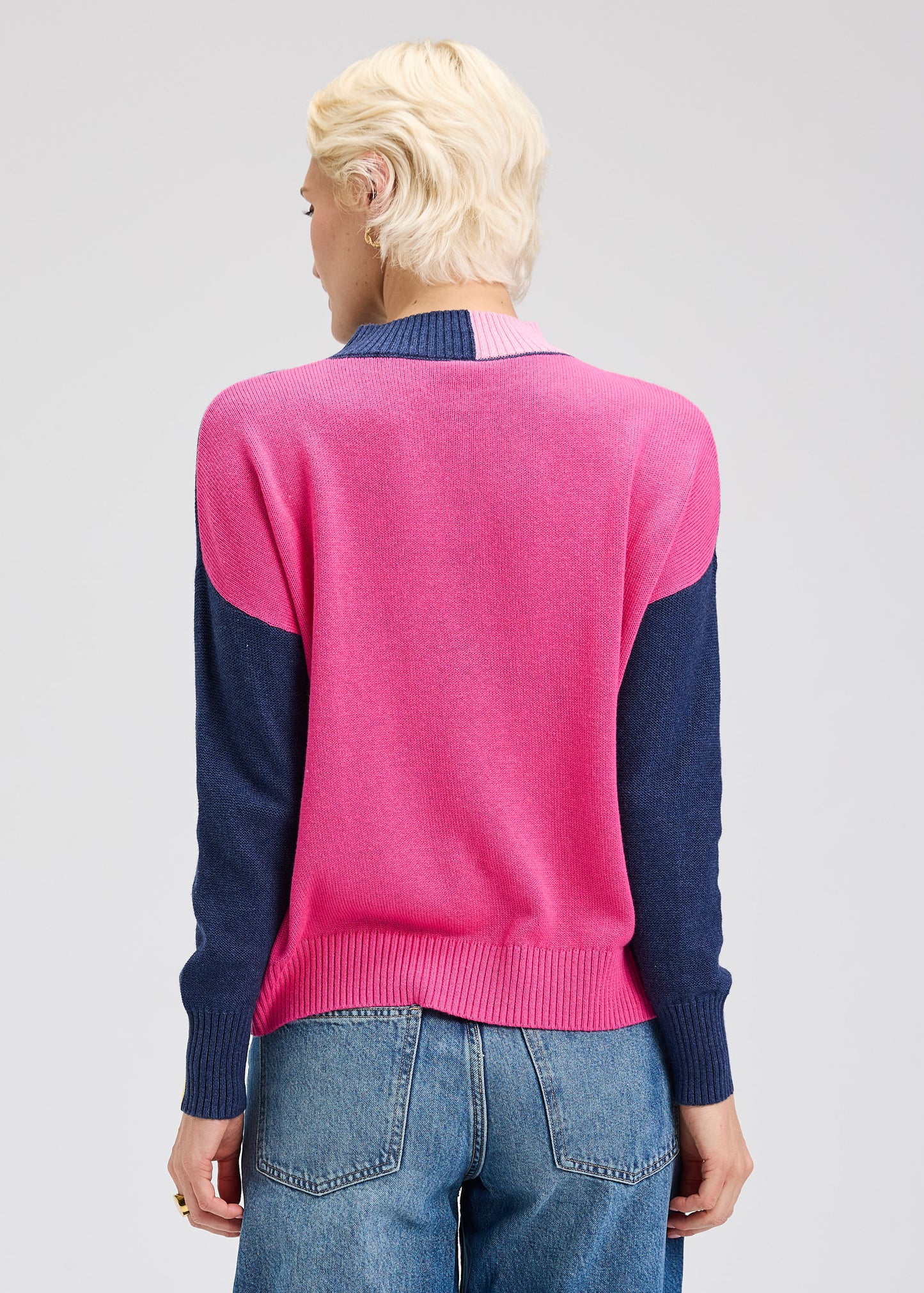 Zaket & Plover Color Block Trim Sweater Denim