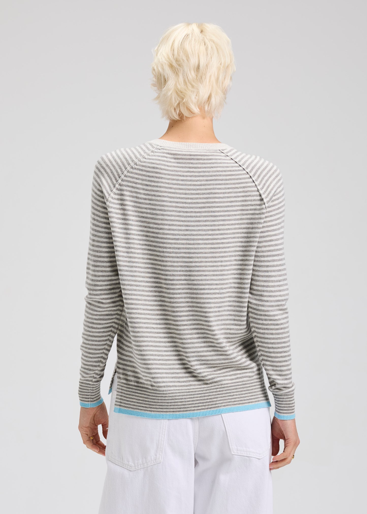 Zaket & Plover Stripe Crew Sweater Light Marl