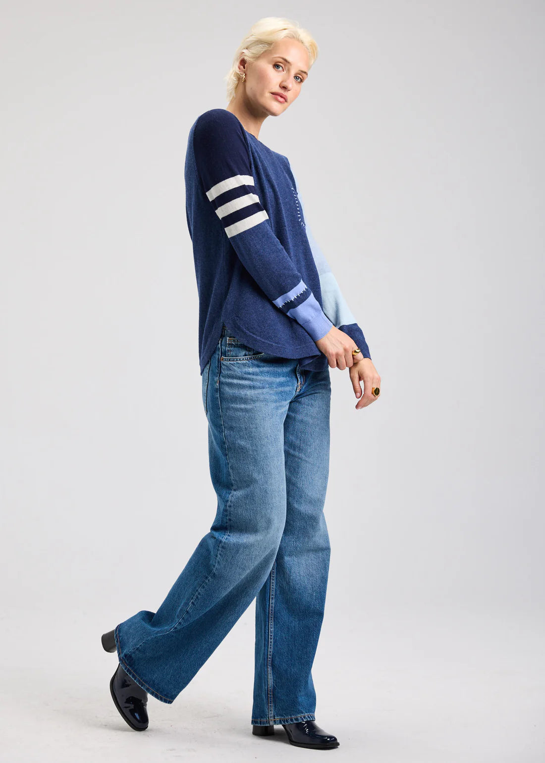 Zaket & Plover Spliced Sweater - Denim