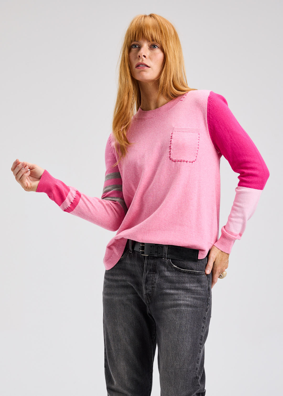 Zaket & Plover Spliced Sweater - Soft Pink