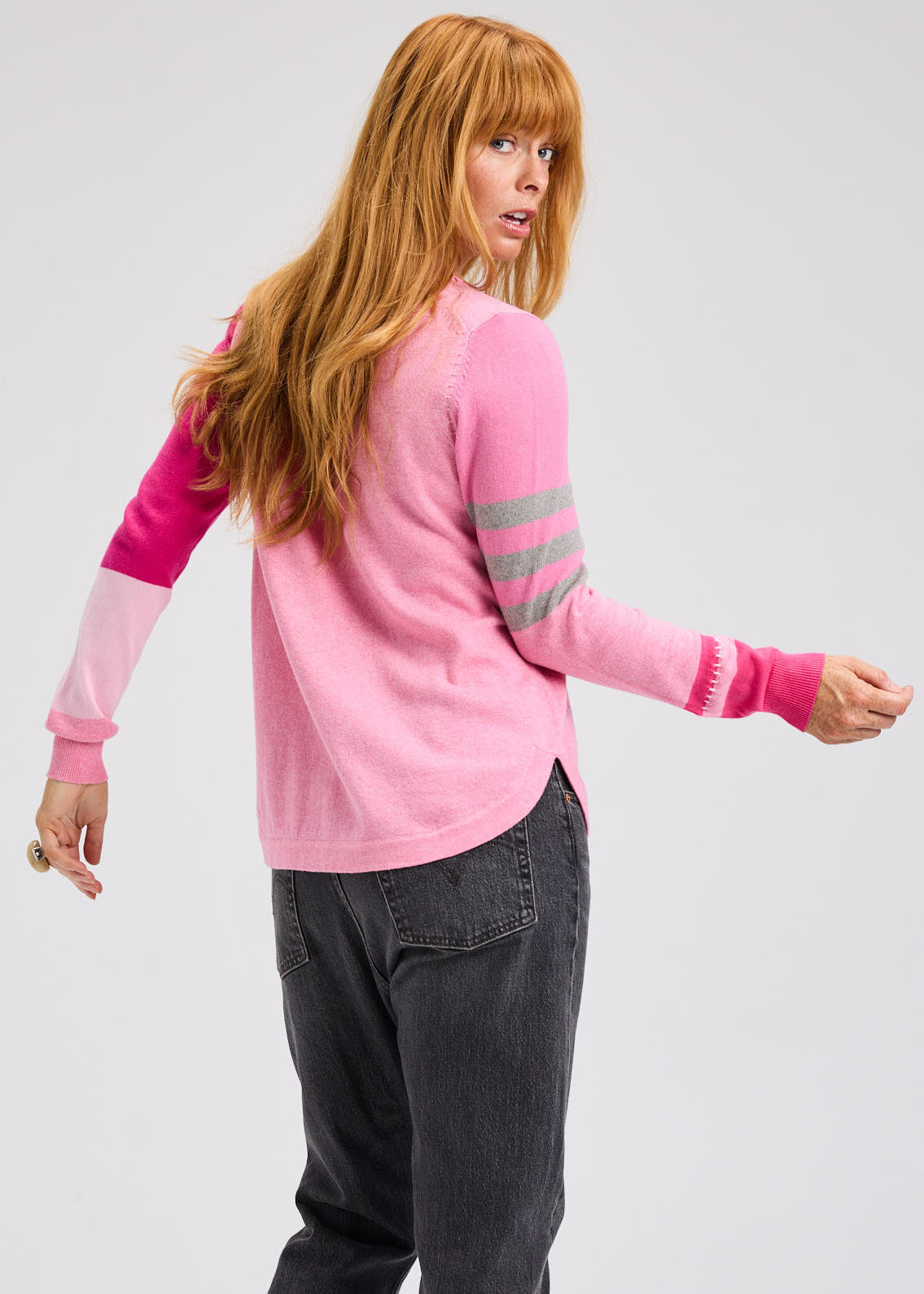 Zaket & Plover Spliced Sweater - Soft Pink