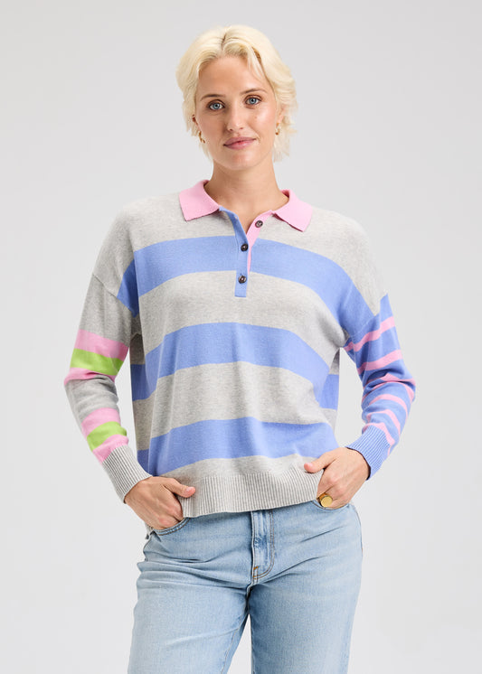 Blah Blah Rugby Sweater Top Marl