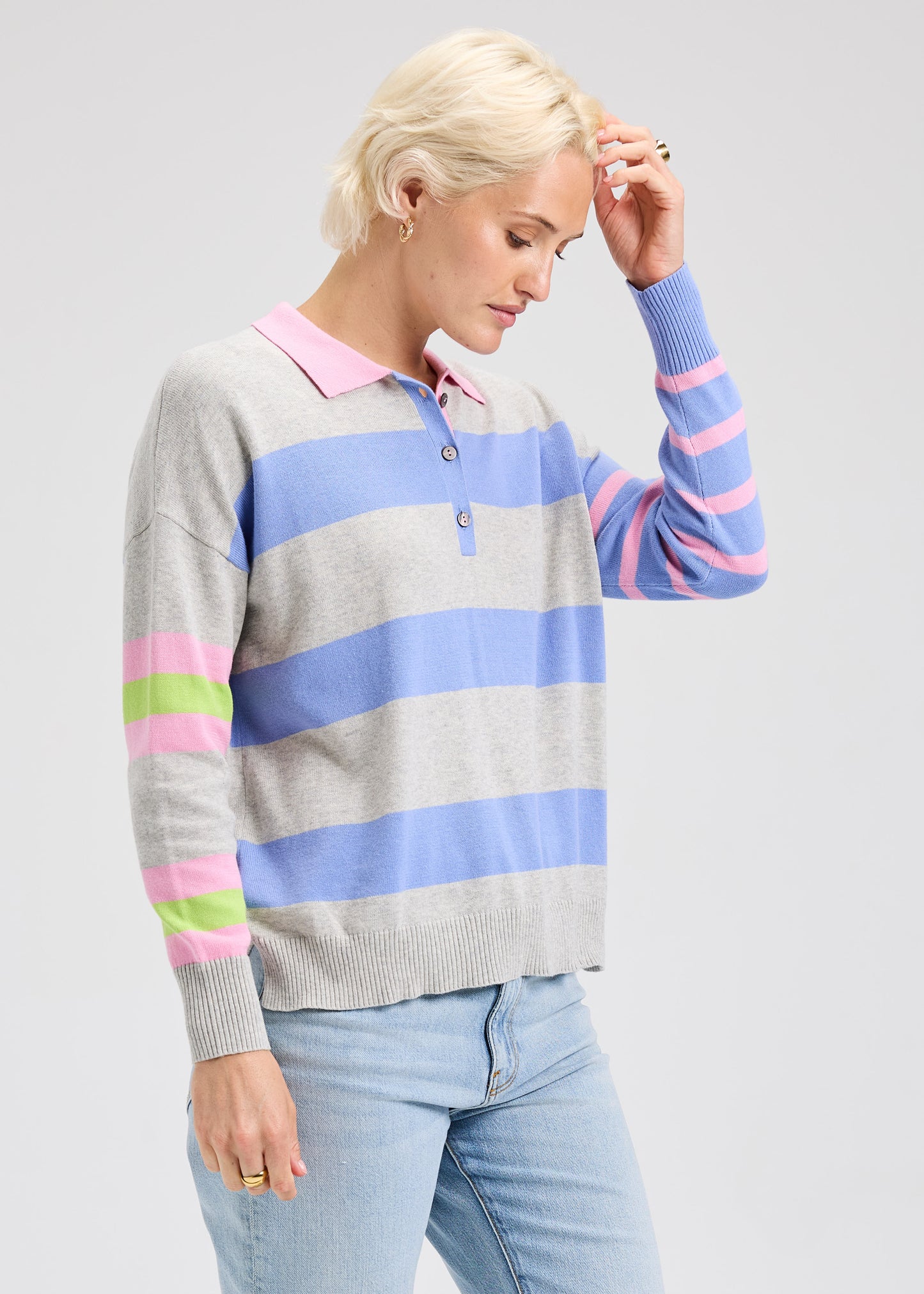 Blah Blah Rugby Sweater Top Marl