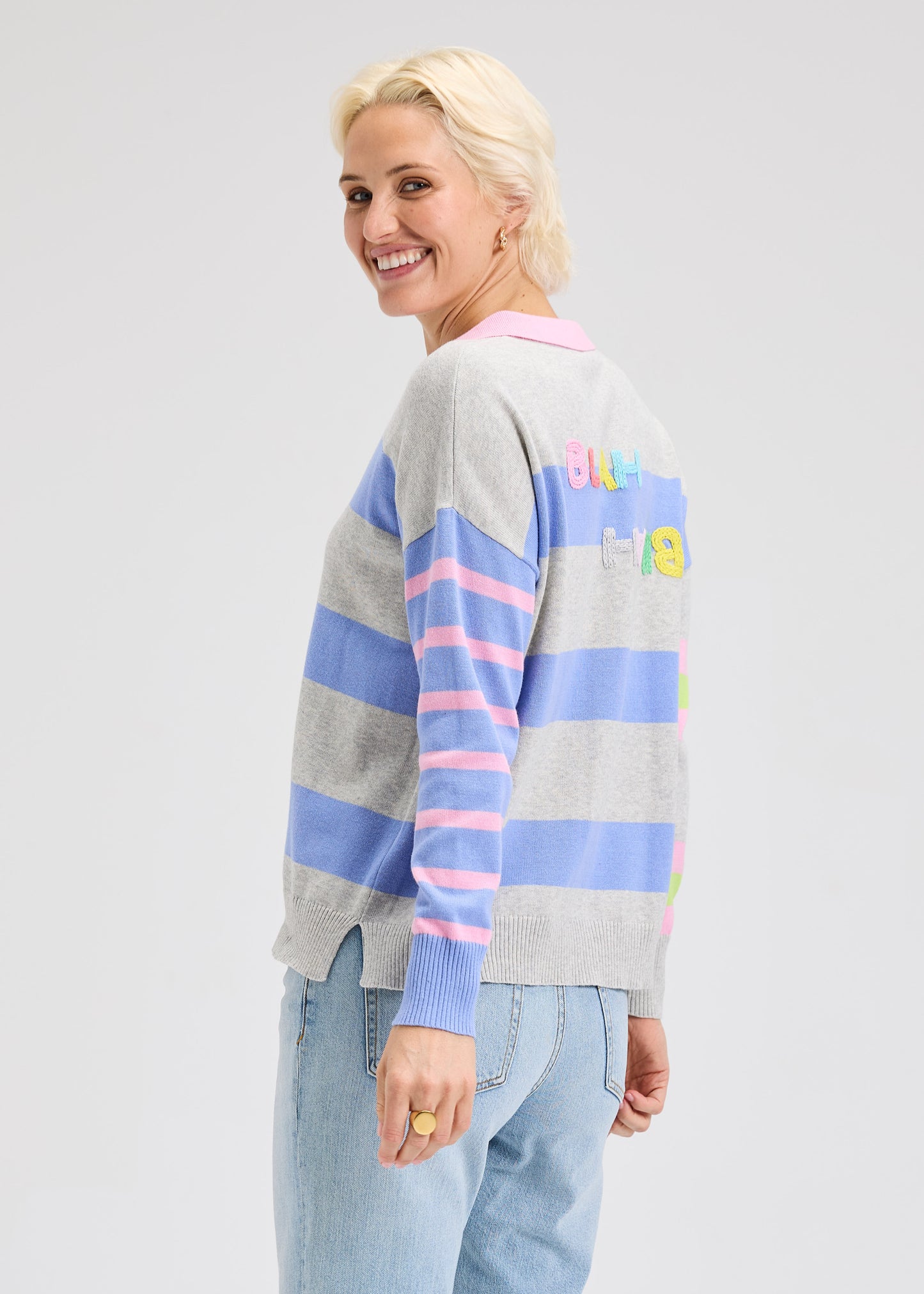 Blah Blah Rugby Sweater Top Marl