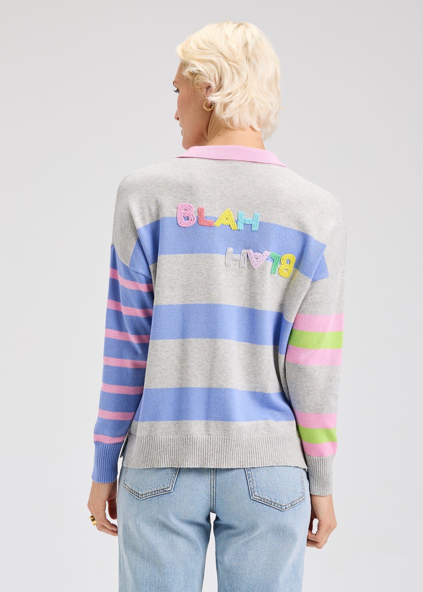 Blah Blah Rugby Sweater Top Marl