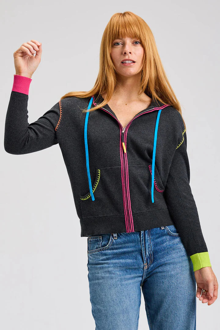 Zaket & Plover Heart Embroidered Hoodie - Charcoal