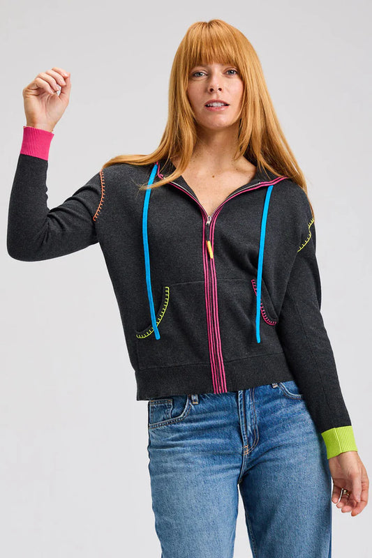 Zaket & Plover Heart Embroidered Hoodie - Charcoal