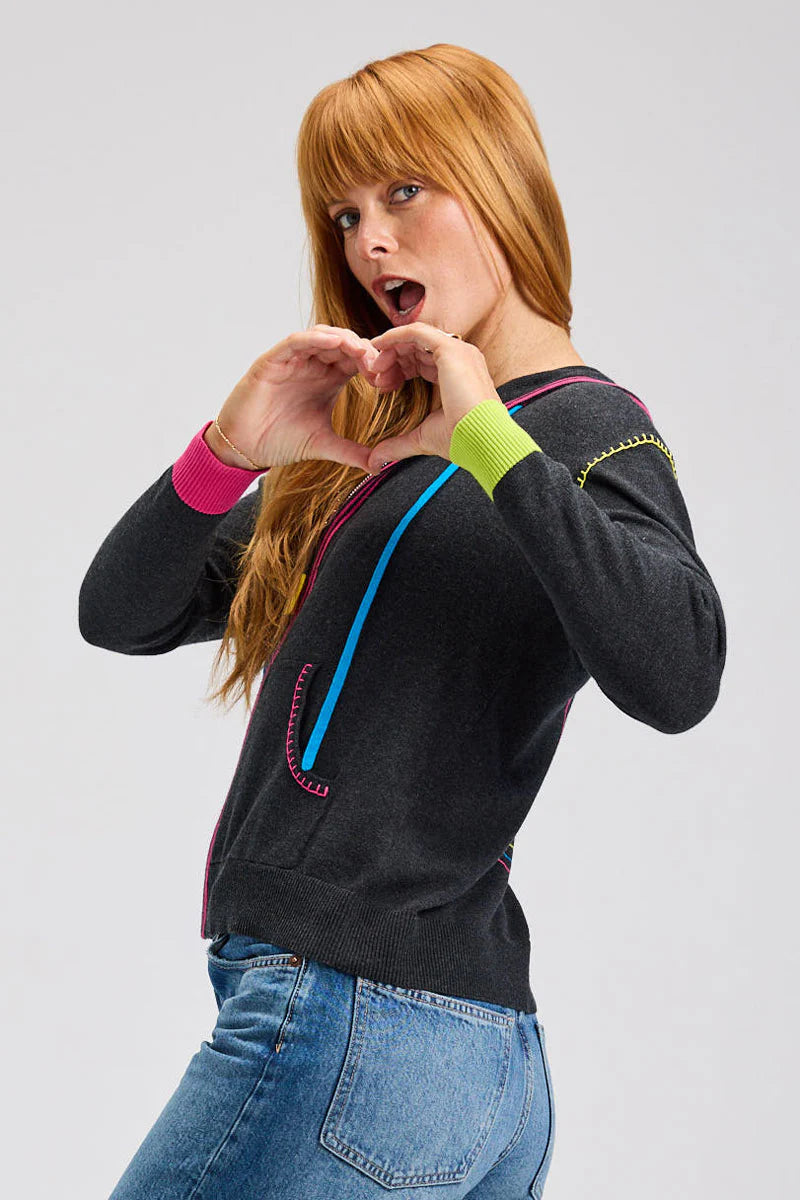 Zaket & Plover Heart Embroidered Hoodie - Charcoal