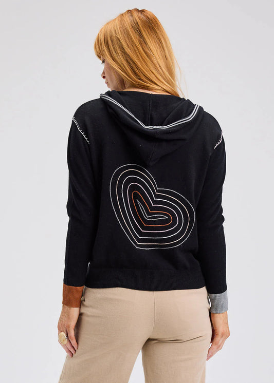 Zaket & Plover Heart Embroidered Hoodie - Black