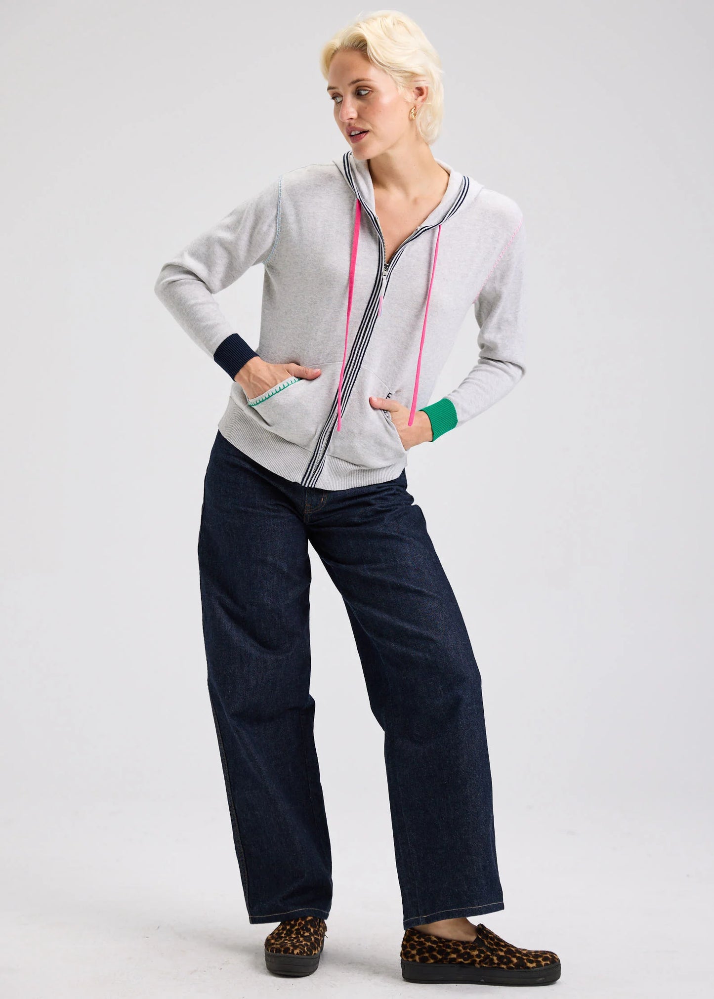 Zaket & Plover Heart Embroidered Hoodie -Lt Marl