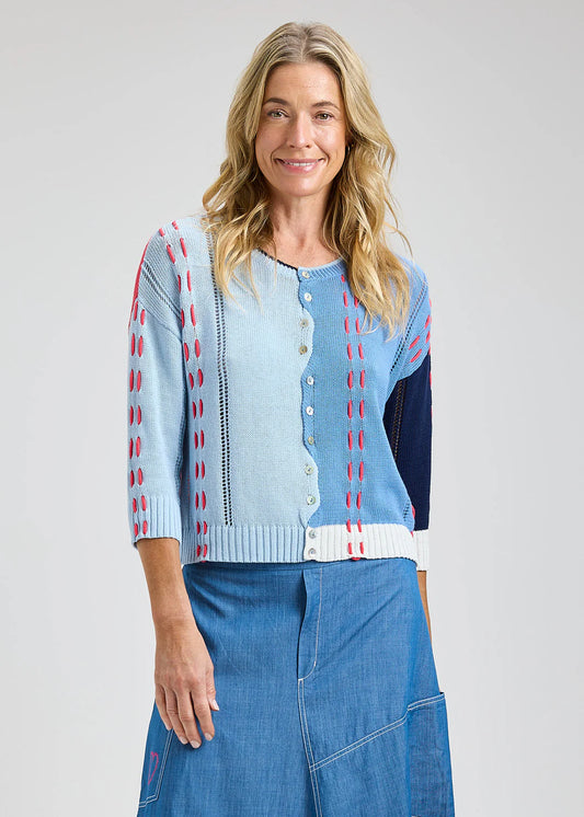 Zaket & Plover Threaded Detail Cardigan - Anchor