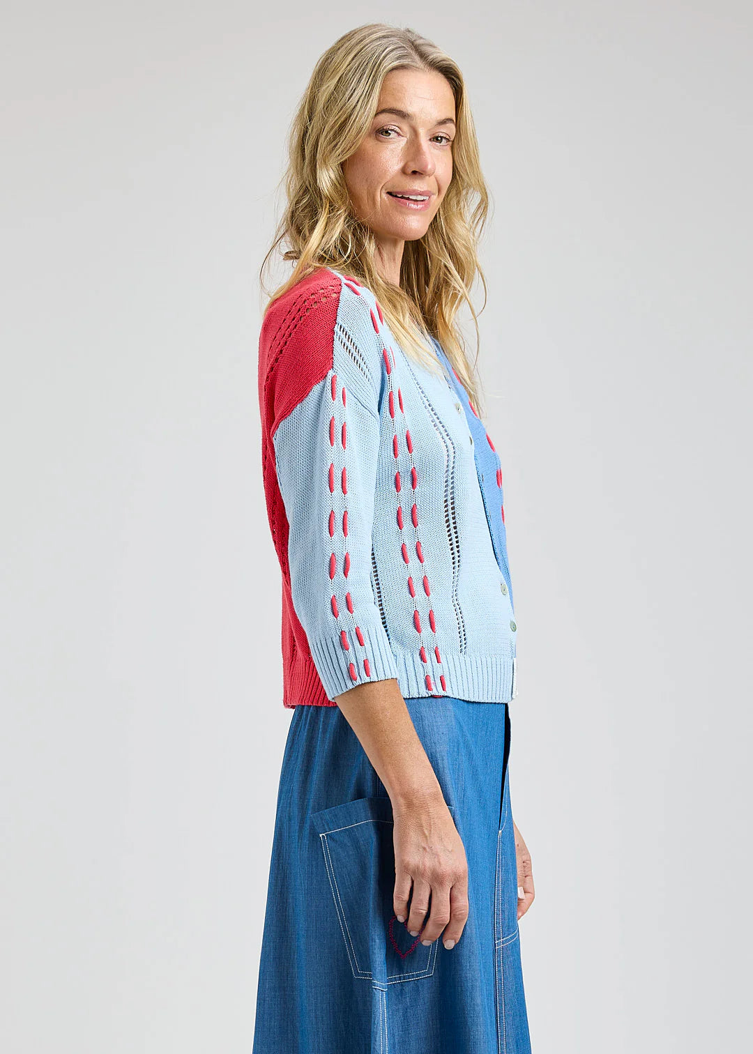 Zaket & Plover Threaded Detail Cardigan - Anchor