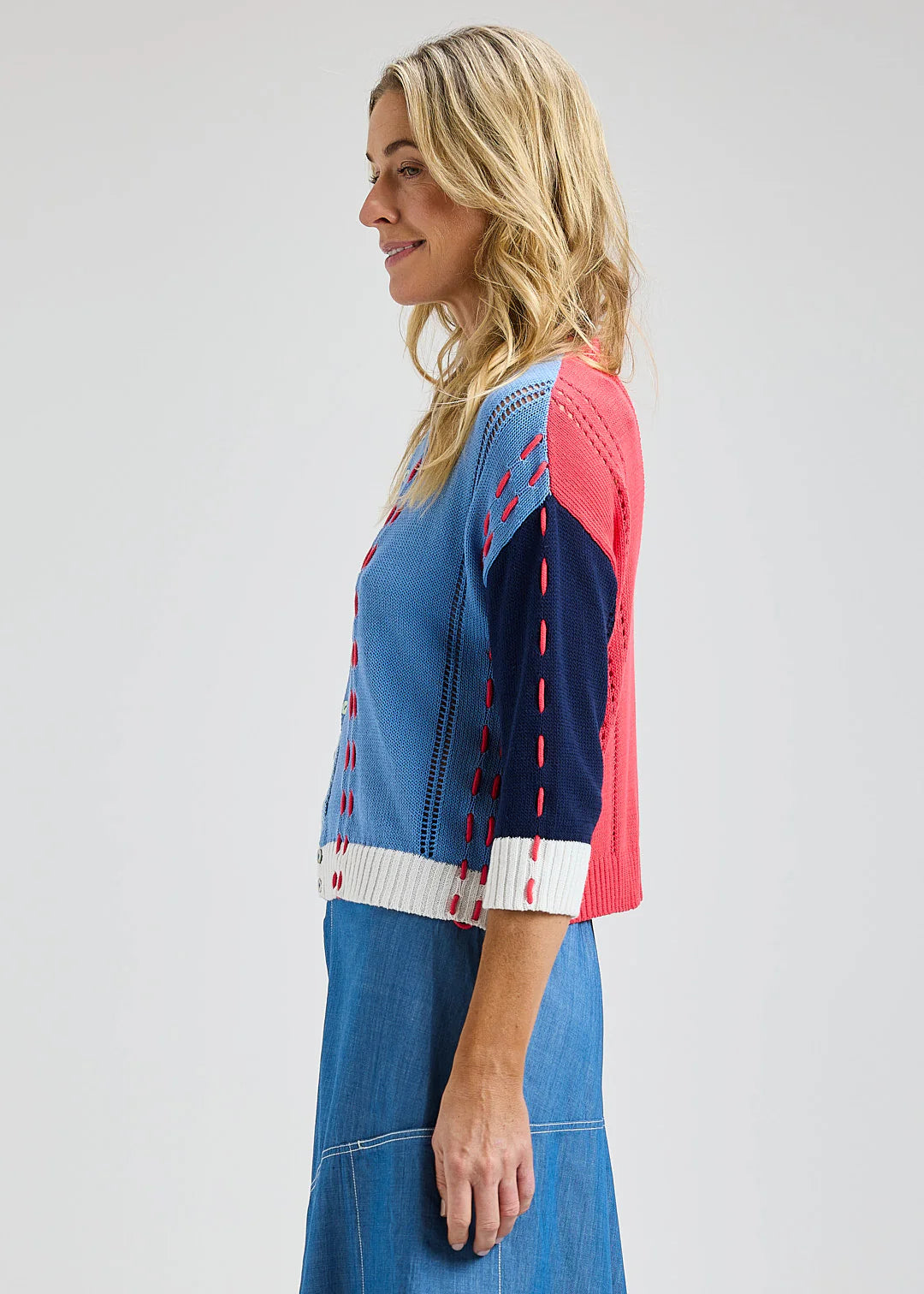 Zaket & Plover Threaded Detail Cardigan - Anchor