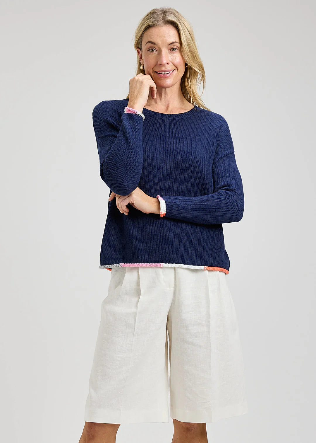 Zaket & Plover Bottom Detail Sweater - Navy