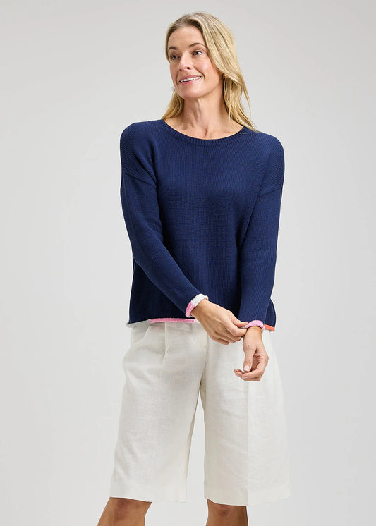 Zaket & Plover Bottom Detail Sweater - Navy