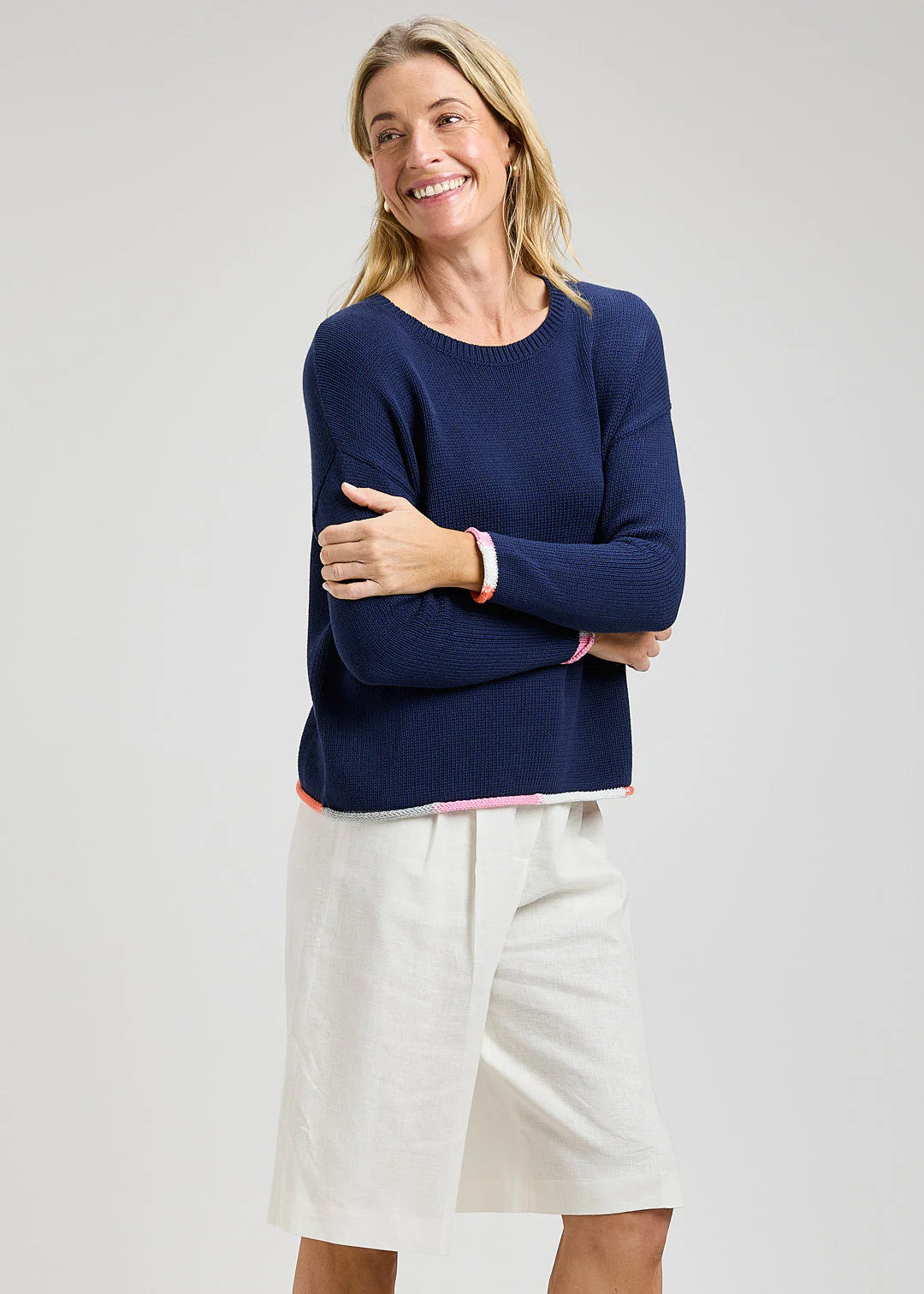 Zaket & Plover Bottom Detail Sweater - Navy