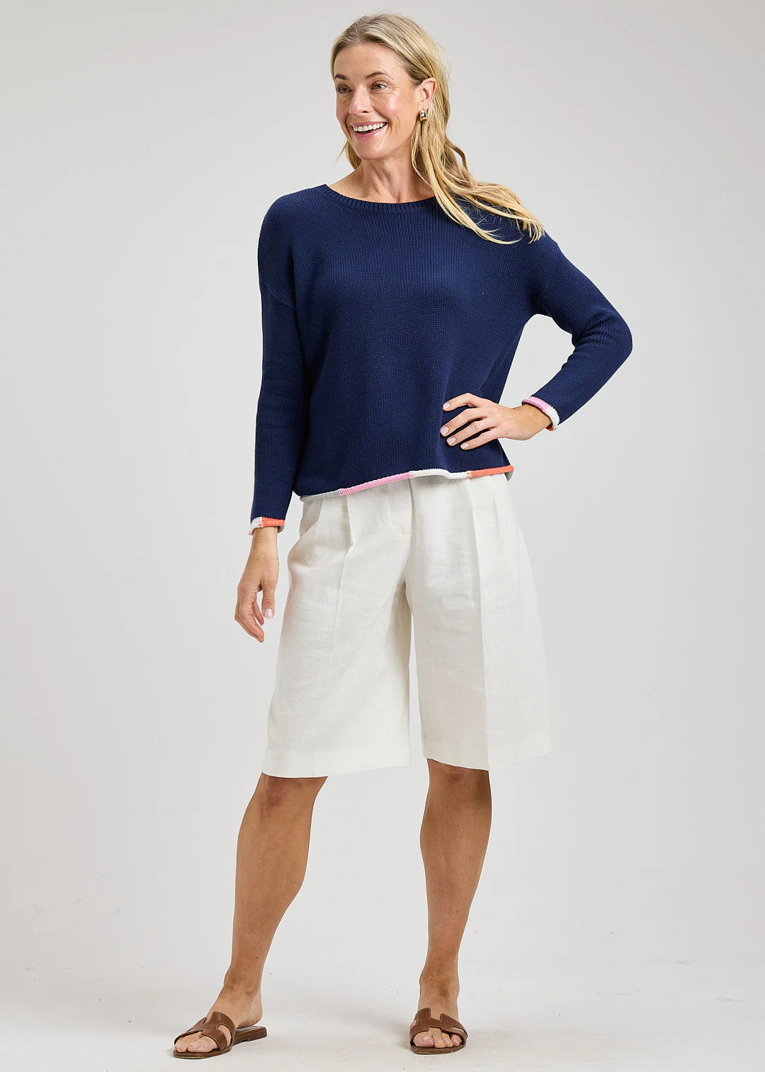 Zaket & Plover Bottom Detail Sweater - Navy