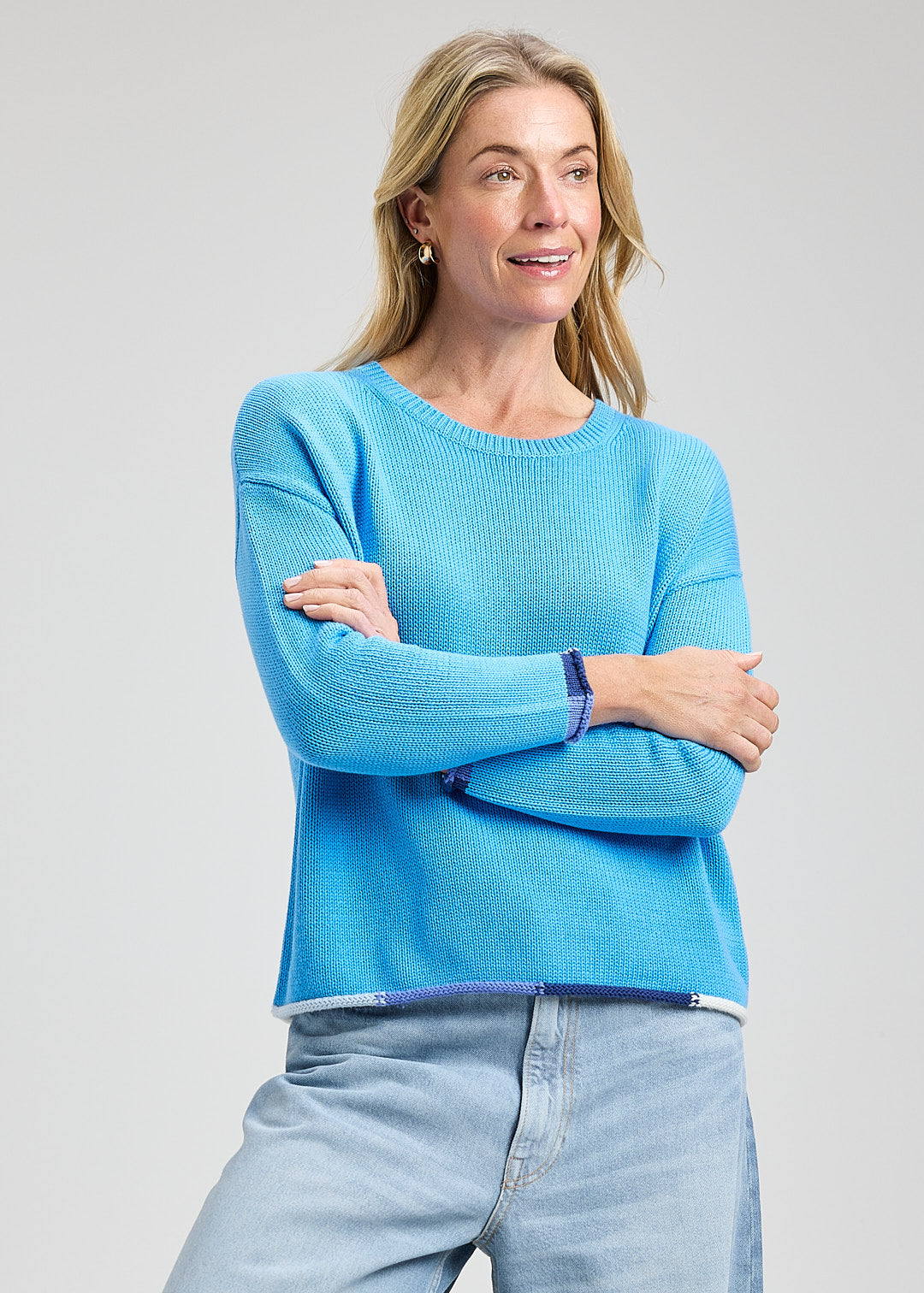 Zaket & Plover Bottom Detail Sweater - Azure