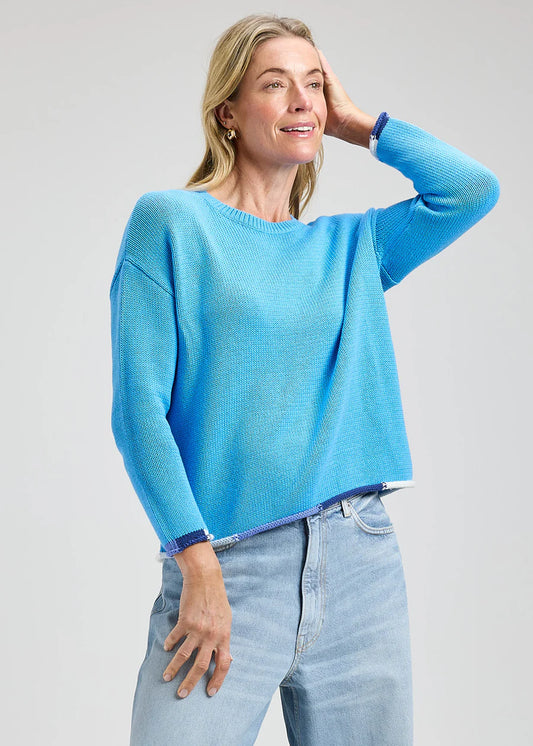 Zaket & Plover Bottom Detail Sweater - Azure
