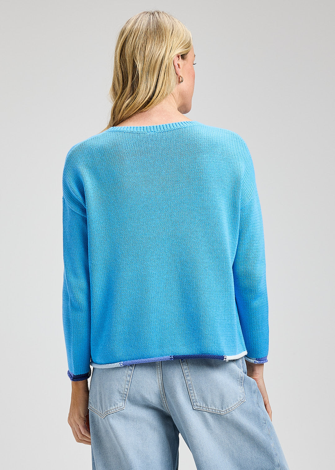 Zaket & Plover Bottom Detail Sweater - Azure