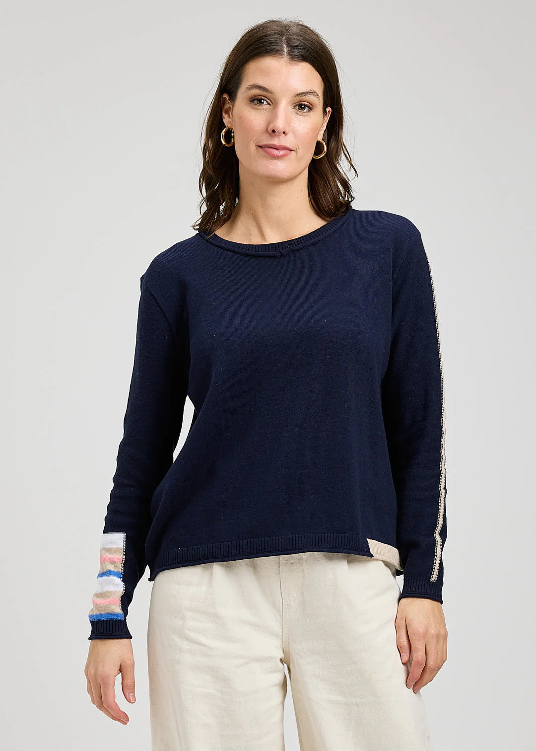 Zaket & Plover Roll Trim Sweater - Navy