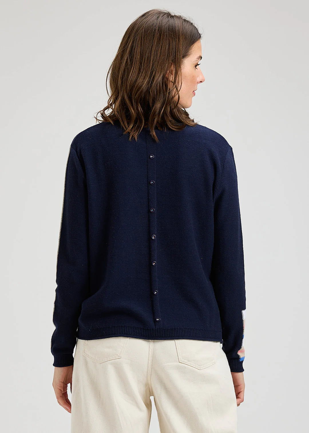 Zaket & Plover Roll Trim Sweater - Navy