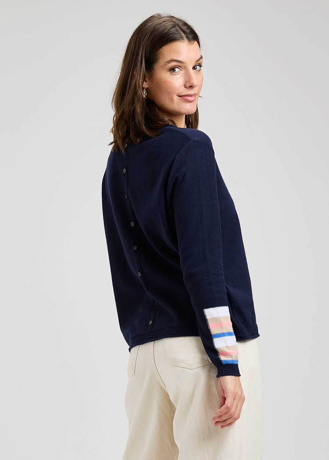 Zaket & Plover Roll Trim Sweater - Navy