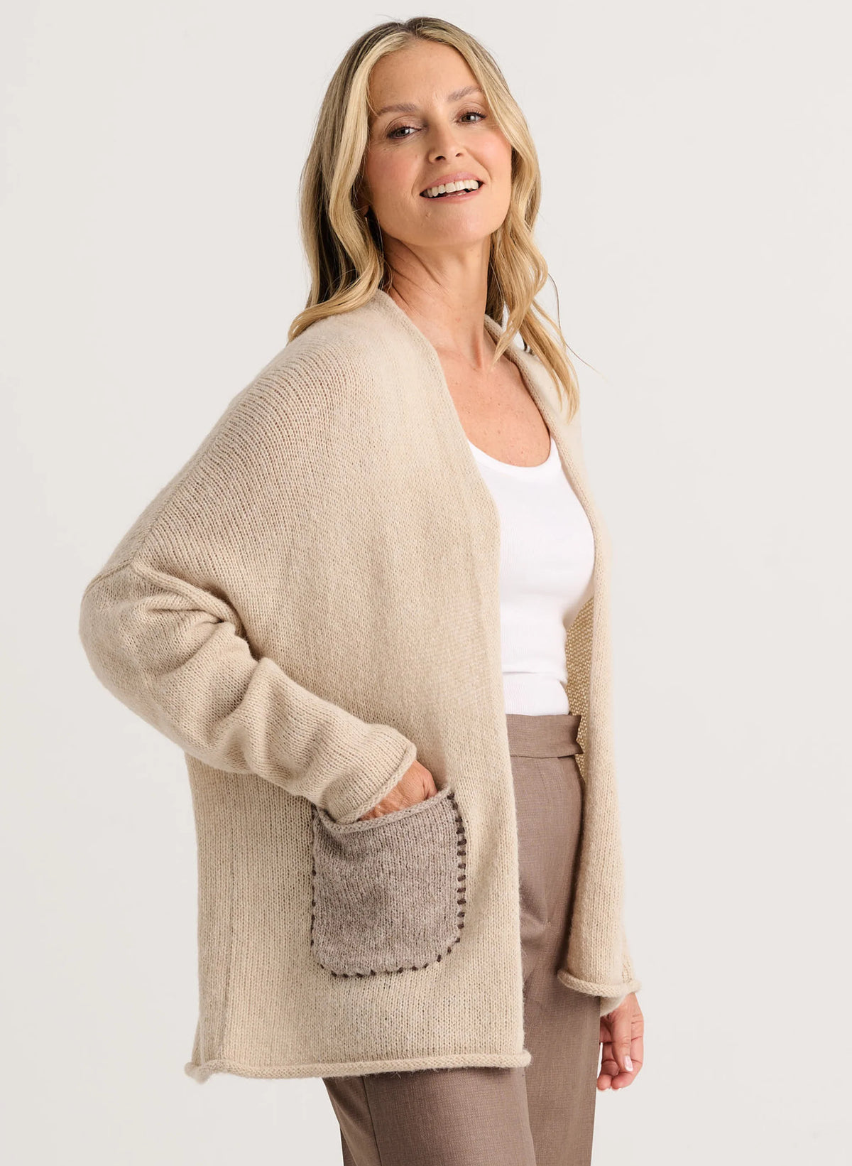 Zaket & Plover Eye Spy Cardigan | Taupe