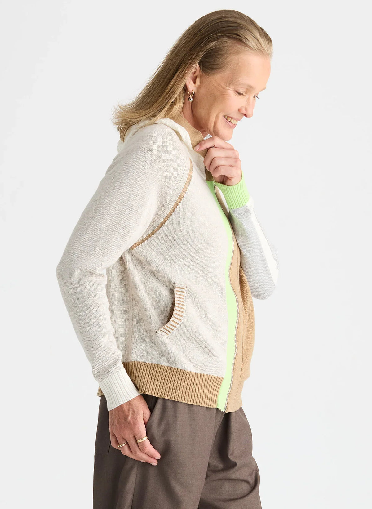 Zaket & Plover Plaited Zip Up Hoodie