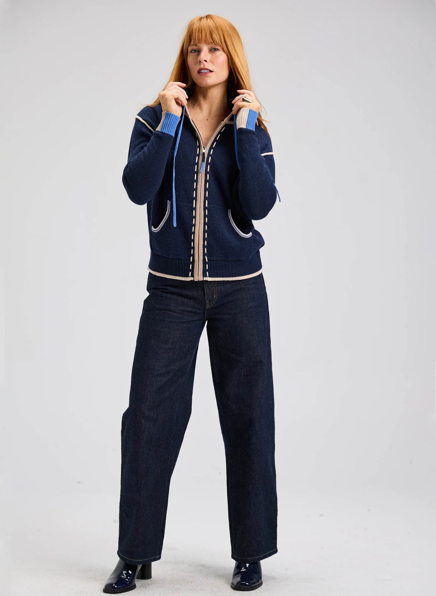 Zaket & Plover Threaded Hoodie Dark Denim