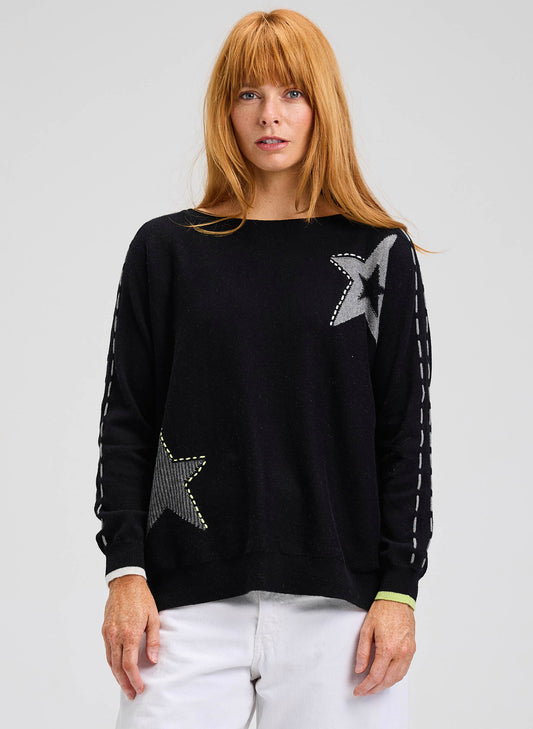 Zaket & Plover Threaded Star Sweater - Black