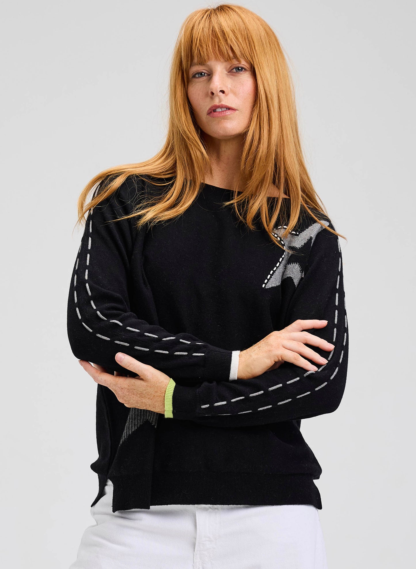 Zaket & Plover Threaded Star Sweater - Black