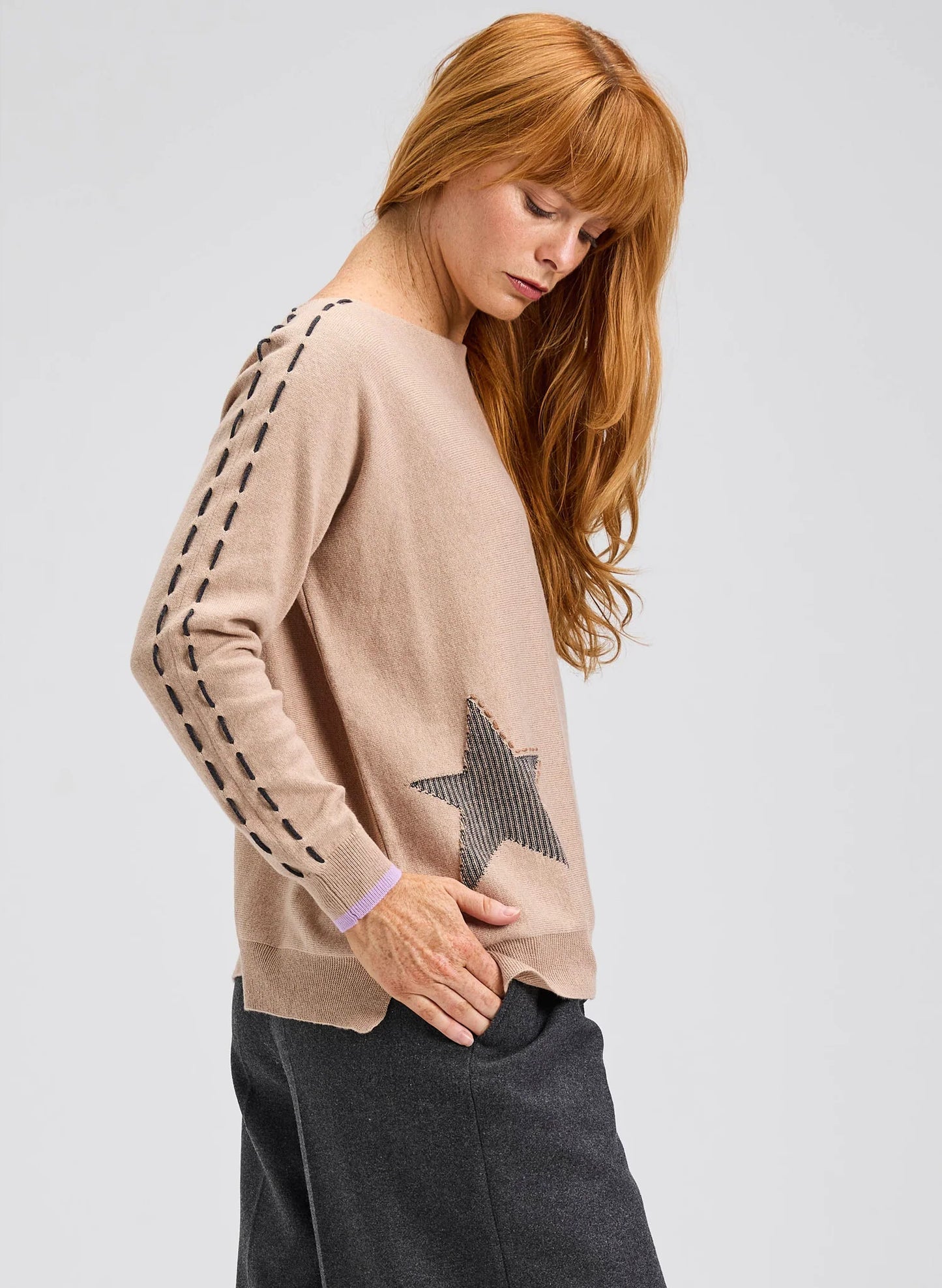 Zaket & Plover Threaded Star Sweater - Oat