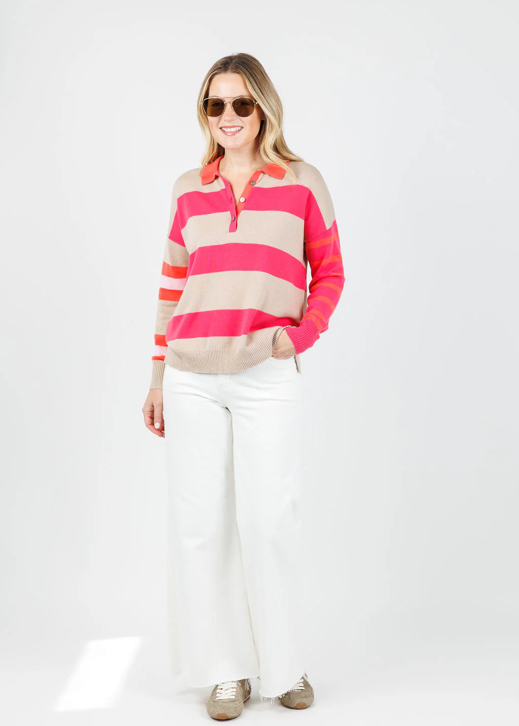 Zaket & Plover Blah Blah Rugby Sweater Top Taupe