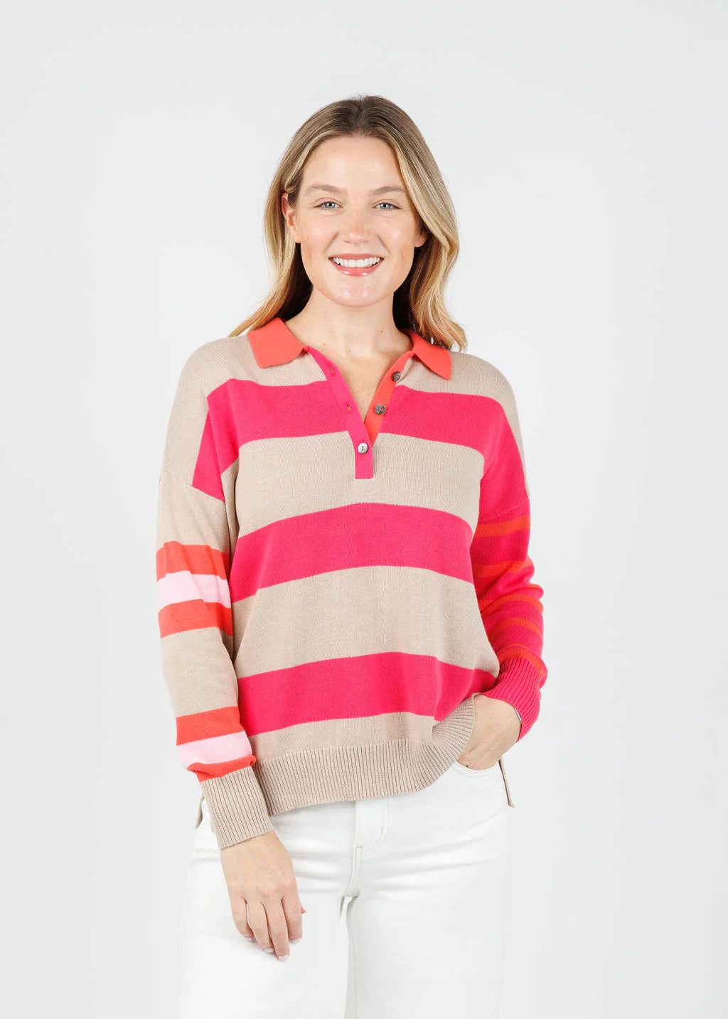 Zaket & Plover Blah Blah Rugby Sweater Top Taupe