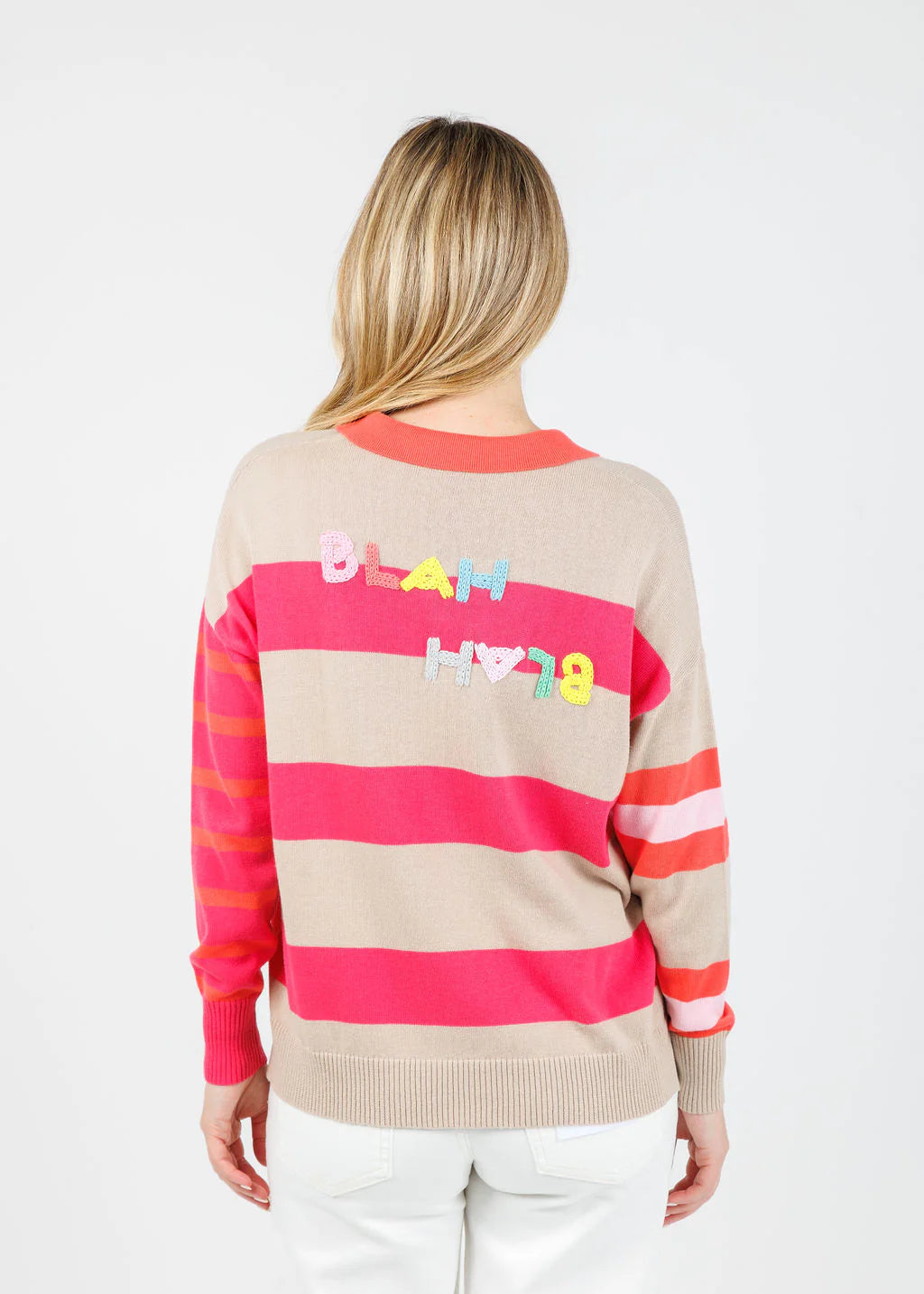 Zaket & Plover Blah Blah Rugby Sweater Top Taupe